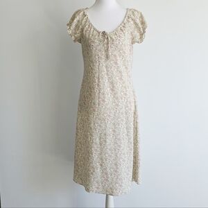Faded Glory Y2K Daisy Floral Cream Cottagecore A-Line Dress Women's Size S/M